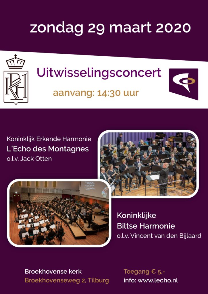 Flyer uitwisselingsconcert 29 maart 2020
